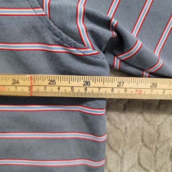 Turtleson Tour Performance Golf Polo Shirt Men's 2XL Blue Red Striped Stretch - Picture 3 of 7